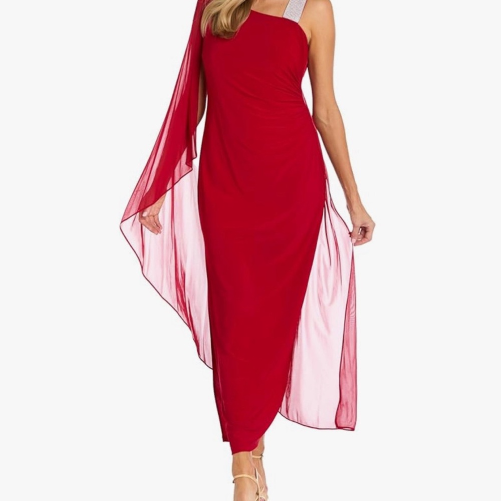 R&M Richards One-Shoulder Red Gown – Size 6 – NWT